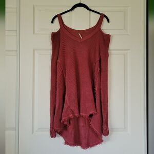 Free People Moonshine Cold Shoulder Sweater In Dusty Rose